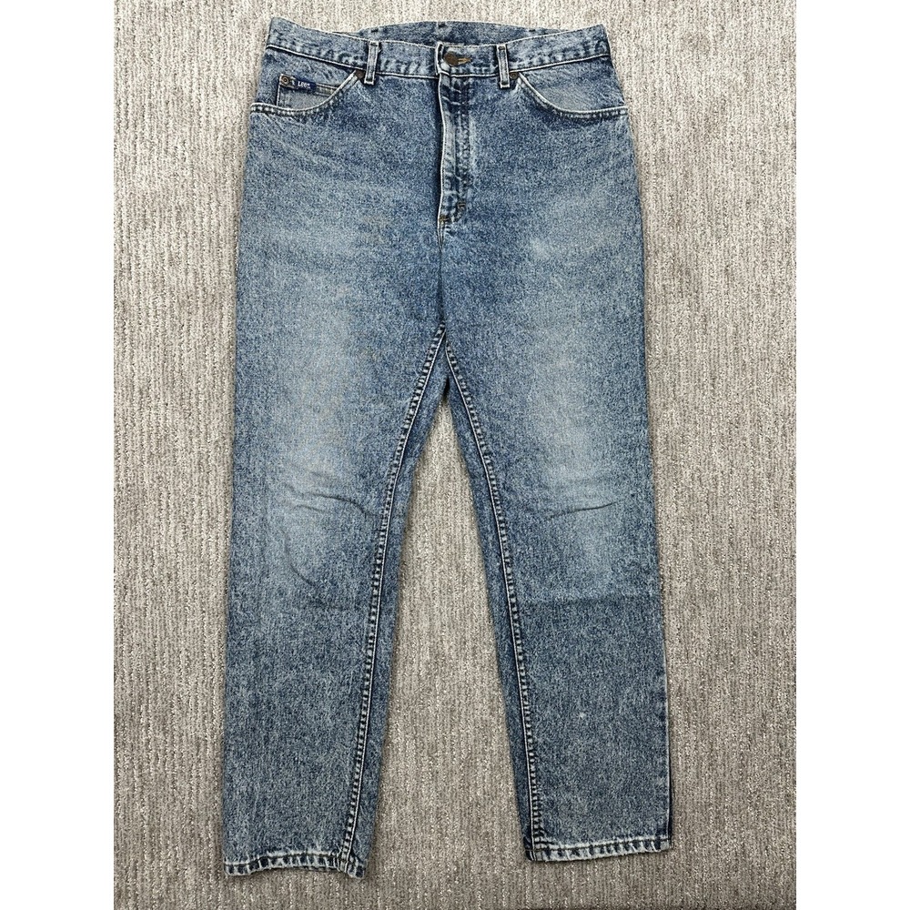 Vtg 80s Lee Acid Wash Jeans Mens 34x32 (fits 34x31) Straight Fit Made USA Union
